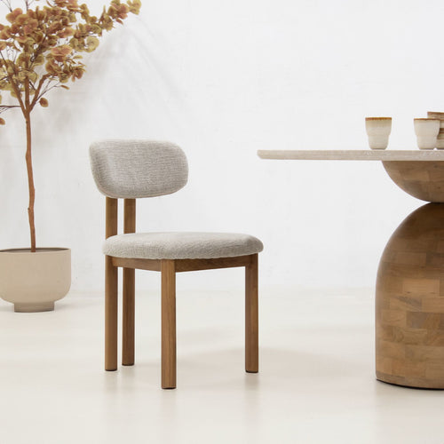 Giga Meubel Eetkamerstoel Noor - Stof/Staal - Beige/Naturel - Set van 2 - vtwonen shop