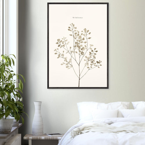 Artfulprints Poster met Lijst Wildflower   - 30x40 cm - Taupe
