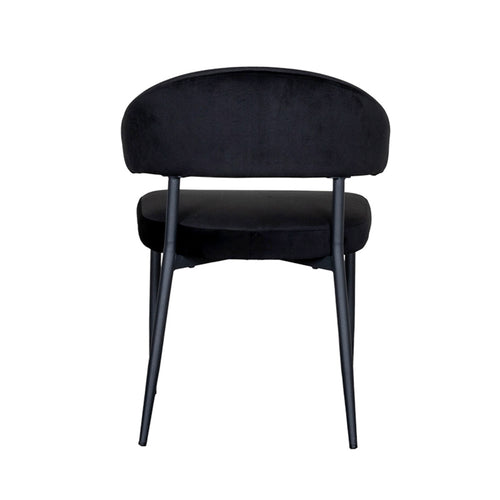 LABEL51 Eetkamerstoel Bliss - Zwart Velvet - Zithoogte 47cm - Set van 2