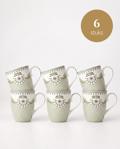 Pip Studio - Grote Mokken - Lily & Lotus - Tiles - Lichtgroen - Set van 6