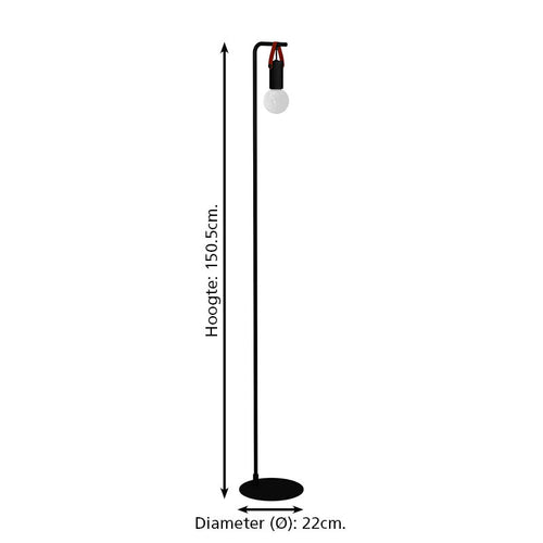 EGLO staande lamp Apricale - e27 - leer - zwart/bruin - vtwonen shop