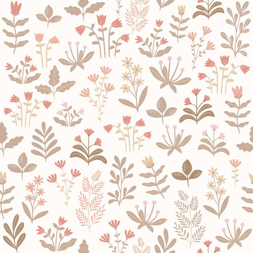 ESTAhome behang veldbloemen vergrijsd groen, licht roze en rood - 50 x 900 cm - 131093 - vtwonen shop