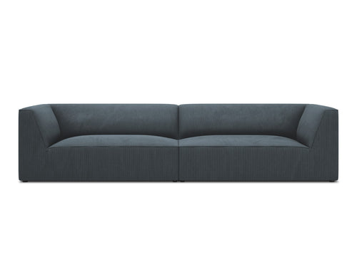 Micadoni Bank Ruby 4-zits, ribfluwelen, blauw - 93x302x69cm