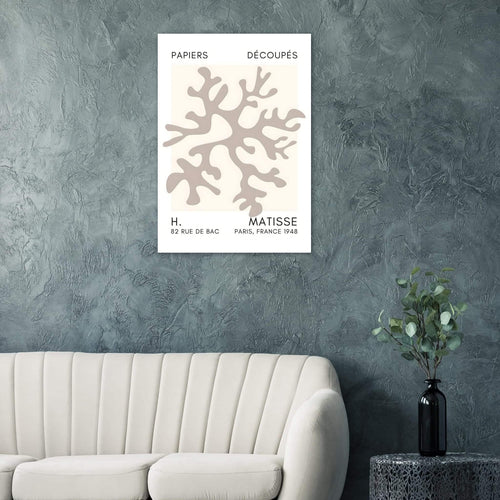 Artfulprints Poster Matisse – Dreamy coral flower grey   - A4 21x29.7 cm - Grijs