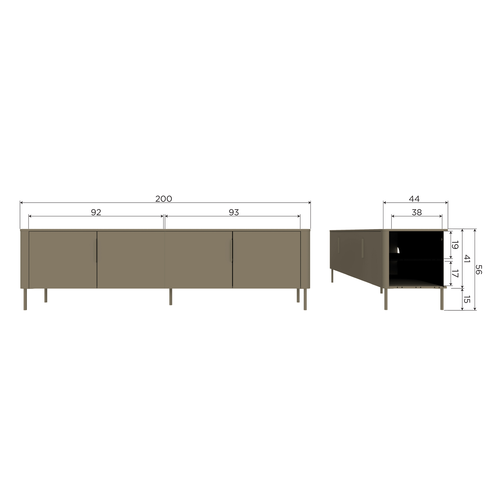 WOOOD tv meubel Gunnar - Grenenhout - Matzwart - 56x154x44