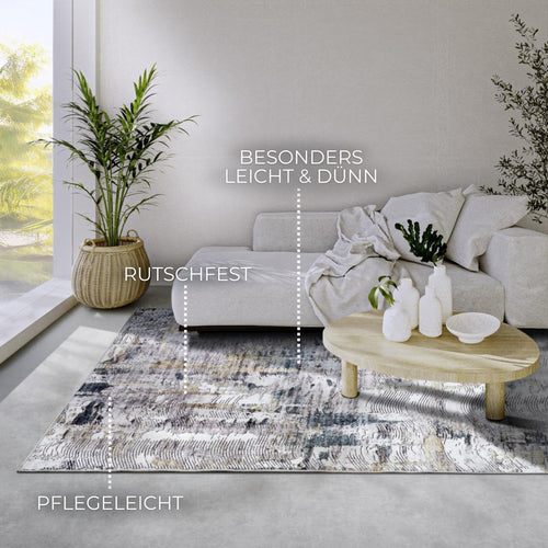 ELLE Decoration Imagination Shortpile Rug Malard Saphire Gold 200x290 cm - vtwonen shop