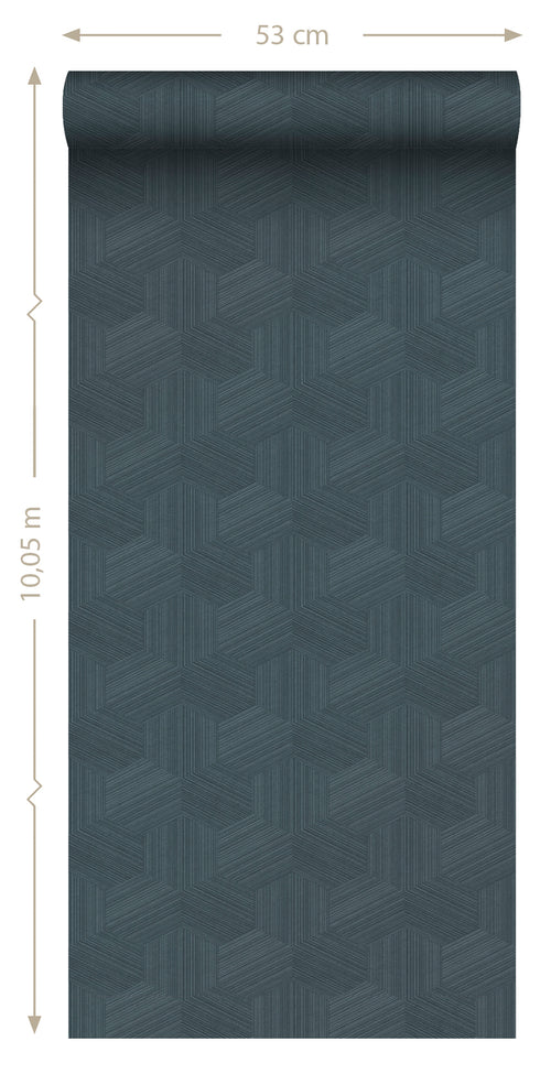 Origin Wallcoverings eco-texture vliesbehang grafisch 3D motief donkerblauw - 50 x 900 cm - 347998 - vtwonen shop