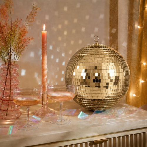 Mica Decorations Christmas Disco Ball - Kerstballen met Spiegelende Afwerking - Kerstversiering met Champagne Glans - Kerstboomversiering met Haakje