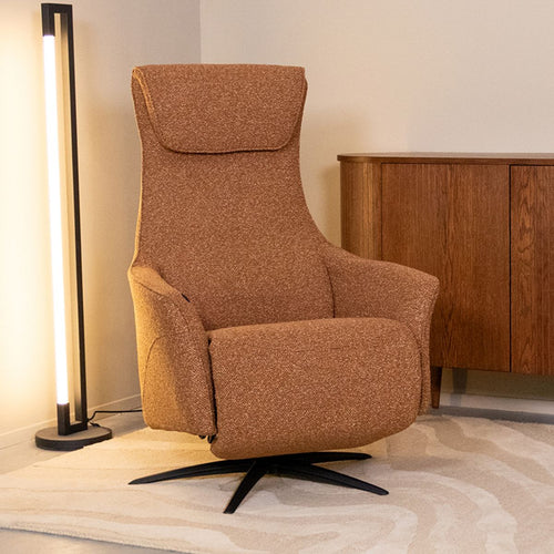 LABEL51 Fauteuil Lund Elektrisch - Oranje Bouclé - Draaibaar