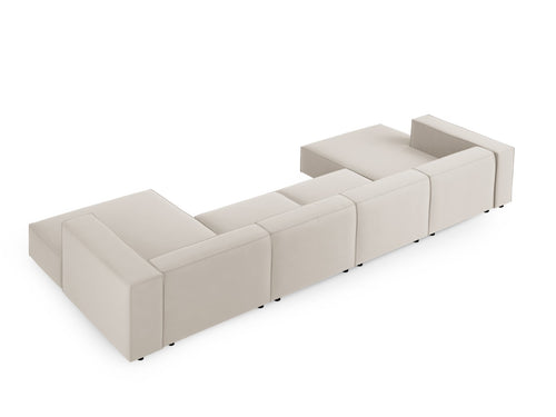 Cosmopolitan Design Panoramische bank Arendal 6-zits, flueel, ecru - 166x364x70cm