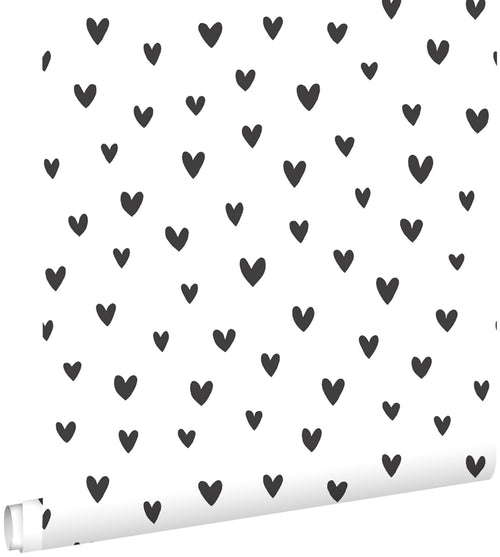 ESTAhome behang hartjes zwart wit - 50 x 900 cm - 139361