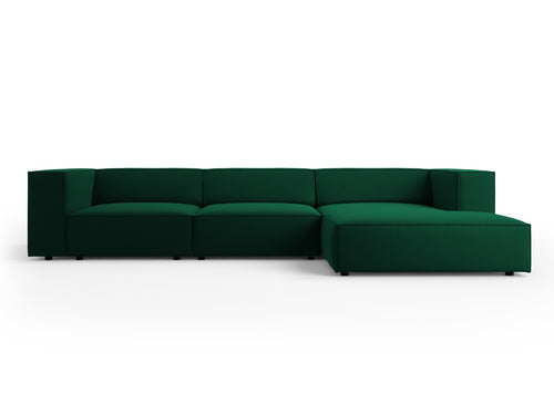Cosmopolitan Design rechter hoekbank Arendal 4-zits, flueel, flessengroen - 166x284x70cm