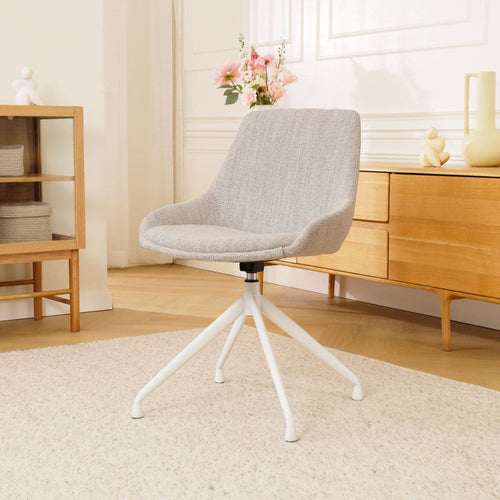 Nolon Nola-Isa Eetkamerstoel Beige Gemêleerd - Draaibaar Wit Onderstel - vtwonen shop