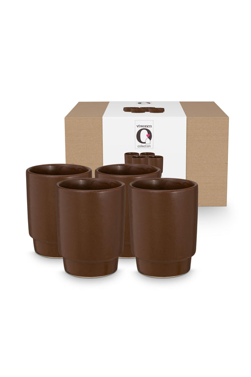 vtwonen - Mokken - Bruin - Keramiek - 300ml - Set van 4 - vtwonen shop