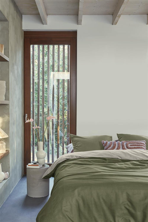 vtwonen dekbedovertrek Duo - 140x200/220 cm - olijfgroen