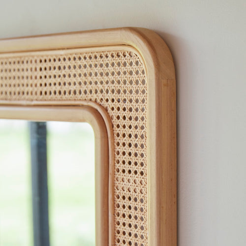 Tikamoon Spiegel van massief teakhout en rotan - Naturel - vtwonen shop