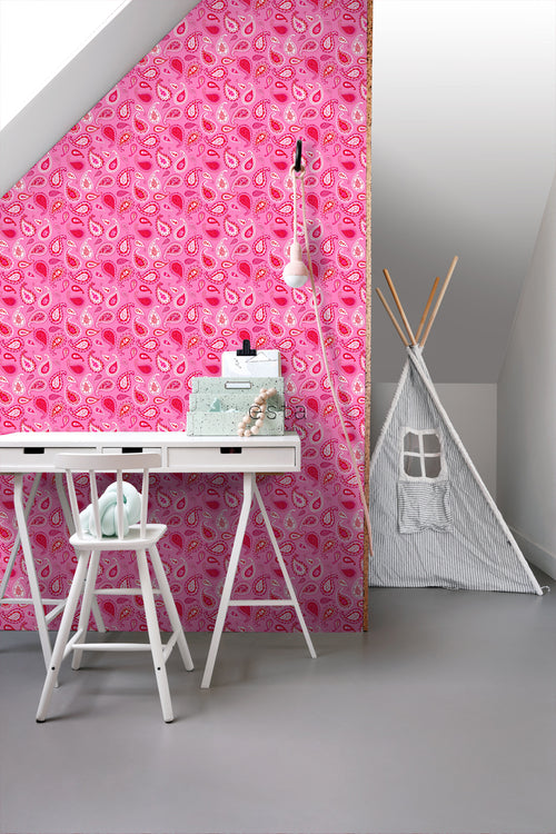 ESTAhome behang paisley fuchsia roze - 53 cm x 10.05 m - 115737