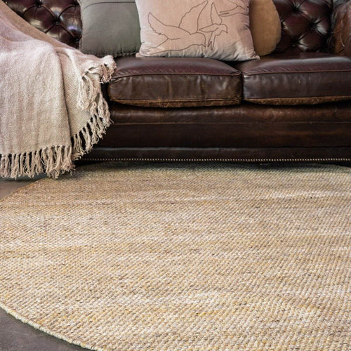 Interieur05 Vloerkleed Gerecycled Materiaal Rond Ciro Geel/Naturel op=op - 180 x 180 cm - vtwonen shop