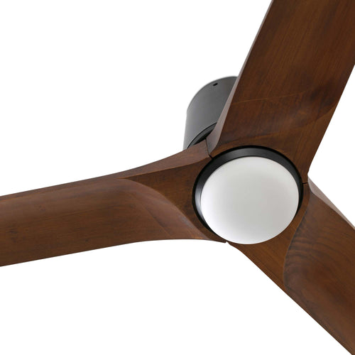 Faro Heywood Tub Grote plafondventilator met 3 bladen, matzwart, walnoot met licht 2700 - 4000 - 6000K