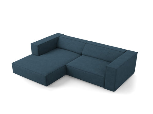 Cosmopolitan Design linker hoekbank Arendal 3-zits, chenille met ribbeleffect, marineblauw - 166x224x70cm