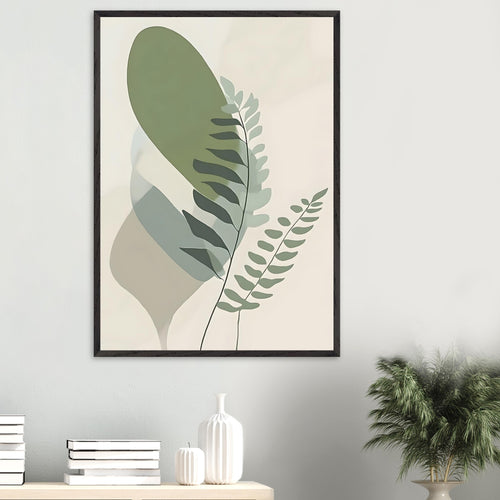Artfulprints Poster Boho – Overlapping nature   - A4 21x29.7 cm - Groen