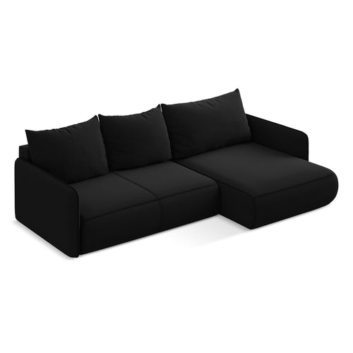 LaMiaSofa hoekbank rechts Palermo - velours - zwart - 240x148x86