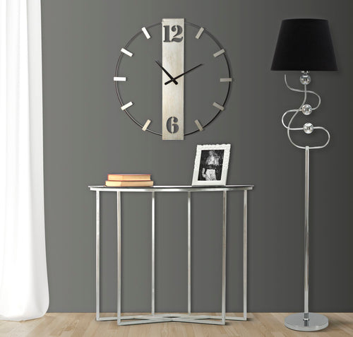 Zilveren metalen wandklok 61x4,5x63 cm