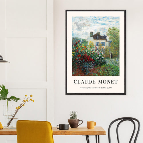 Artfulprints Poster Claude Monet - A corner of the garden with dahlias   - 50x70 cm - Meerkleurig