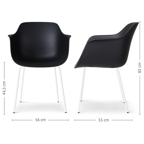 Nolon Nora-Puk Eetkamerstoel Zwart - met Armleuning - Wit Onderstel - vtwonen shop