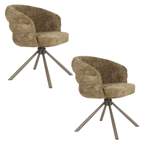 Housecraft Living Marjolein Eetkamerstoelen Armleuning Groen - Set van 2
