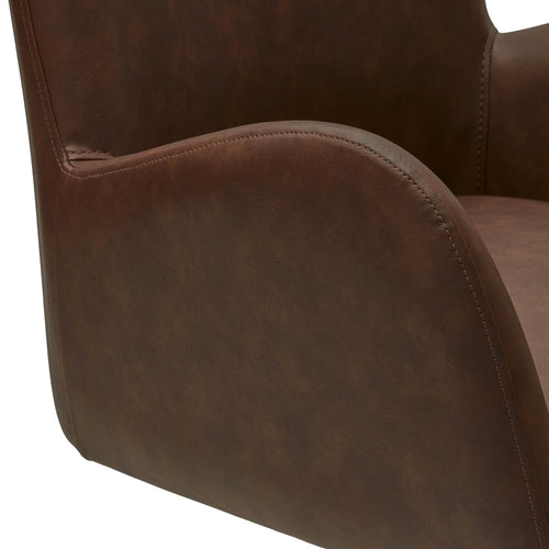 Furnhouse eetkamerstoelen armleuning Jennifer - Cognacbruin - Kunstleer - Set van 4