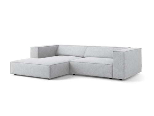 Cosmopolitan Design linker hoekbank Arendal 3-zits, chenille met ribbeleffect, lichtgrijs - 166x224x70cm