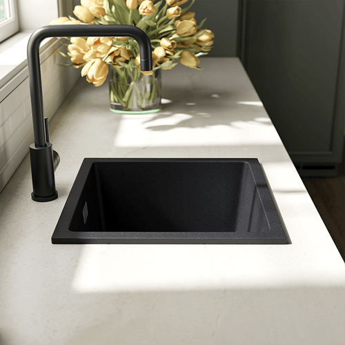 LOMAZOO spoelbak Pedri - opbouw - graniet - zwart - 40 x 40 cm