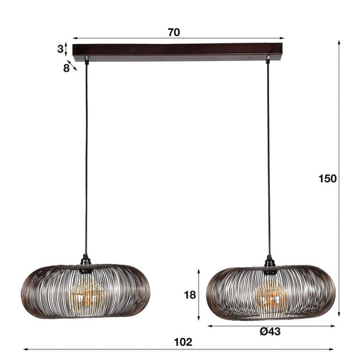 Giga Meubel Hanglamp Disk - Zwart Metaal - 2-Lichts - 102x43x150cm - vtwonen shop