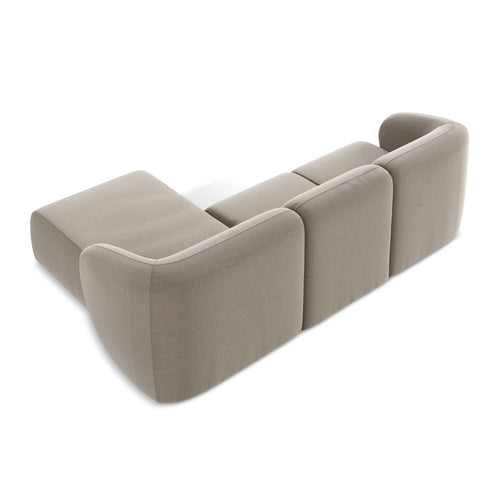 LaMiaSofa hoekbank rechts Cervo - velours - taupe - 248x166x78