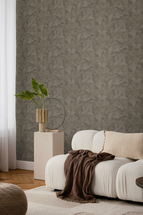 Borastapeter behang kraanvogels bruin - 53 cm x 10.05 m - 660314 - vtwonen shop