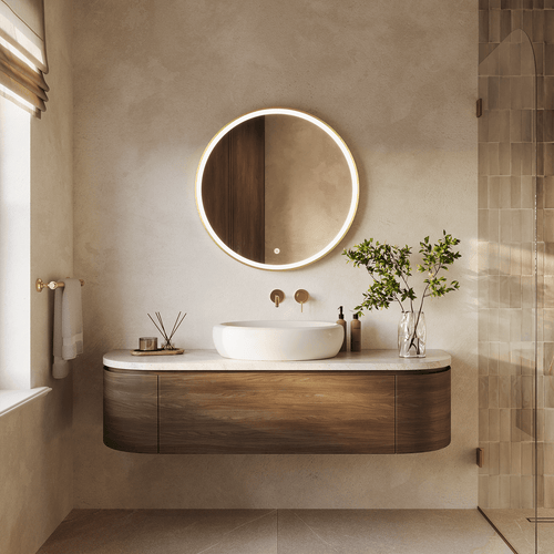 LOMAZOO badkamerspiegel Paris - met LED verlichting & anti condens - rond - goud - 80 cm
