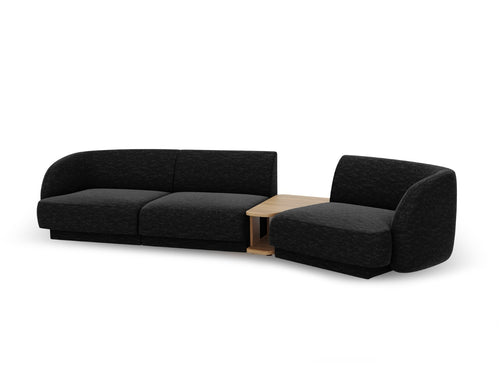 Micadoni Rechte modulaire bank Miley 3-zits, structurele stof antraciet - 126x303x70cm