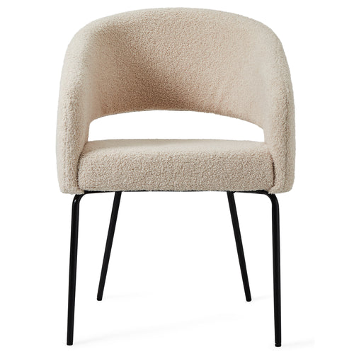 Furnhouse eetkamerstoelen armleuning Natalie - Beige - Stof (Bouclé) - Set van 6