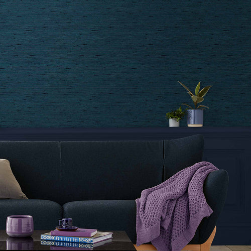 Graham & Brown Vliesbehang - Silk Texture Marineblauw