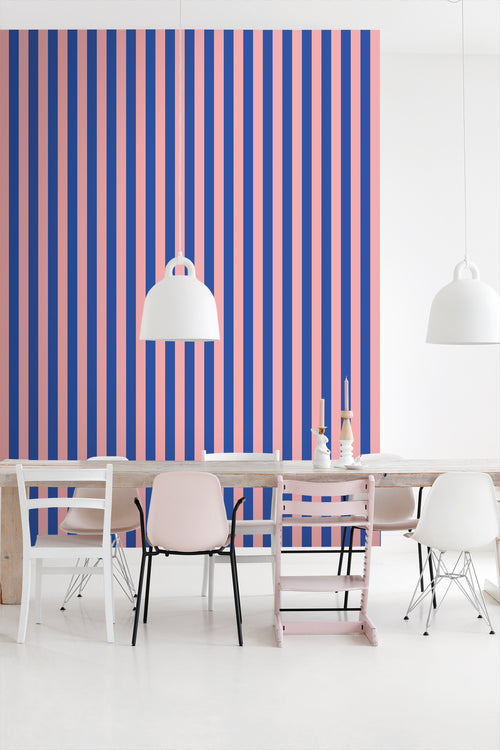 ESTAhome behang strepen licht roze en blauw - 53 cm x 10.05 m - 139907 - vtwonen shop