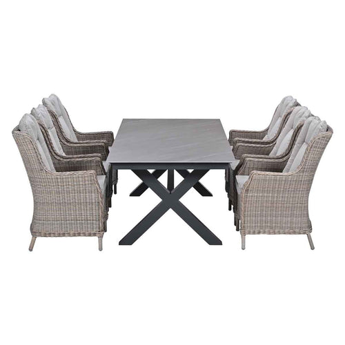 Garden Impressions Tuinset Marbella 7-delig vin. willow - Sintra tuintafel 240x100 cm