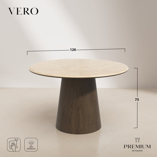 Premium Interiors - Eettafel VERO - multiplex en marmer wit marmer en zwart hout 120cm