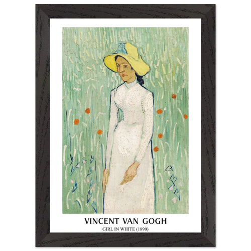 Artfulprints Poster met Lijst Vincent van Gogh - Girl in white   - A4 21x29.7 cm - Groen
