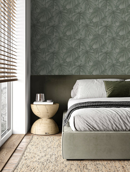 Origin Wallcoverings behang 3D-motief bladeren vergrijsd groen - 50 x 900 cm - 347919 - vtwonen shop