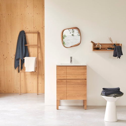 Tikamoon Badkamermeubel van eikenhout en terrazzo premium moon 60 Easy - Naturel