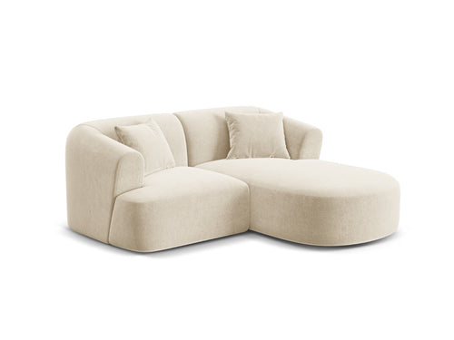 Cosmopolitan Design Modulaire hoekbank rechts Campi 3-zits, flueel lichtbeige - 156x180x70cm
