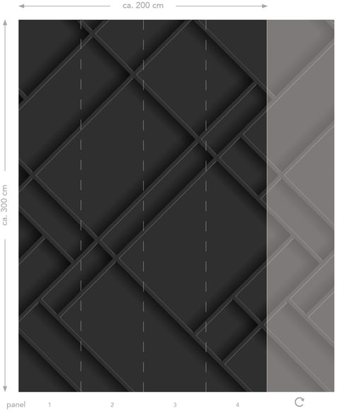 ESTAhome fotobehang wandpanelen diagonaal antraciet grijs - 200 x 300 cm - 158937 - vtwonen shop