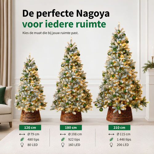 Black Box Trees Nagoya Kerstboom met Ingebouwde LED-Verlichting, Timer en Dimfunctie - Kerstversiering met Scharnierconstructie - Kunstboom Besneeuwd
