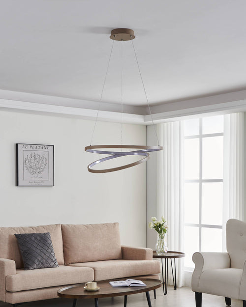 EGLO hanglamp Ruotale - led - ø 55 cm - zandkleur/beige/wit